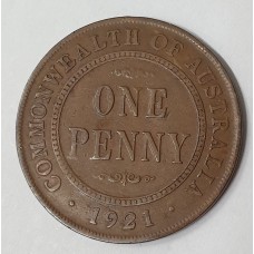 AUSTRALIA 1921 . ONE 1  PENNY . VARIETY . RARE LONDON DIE 